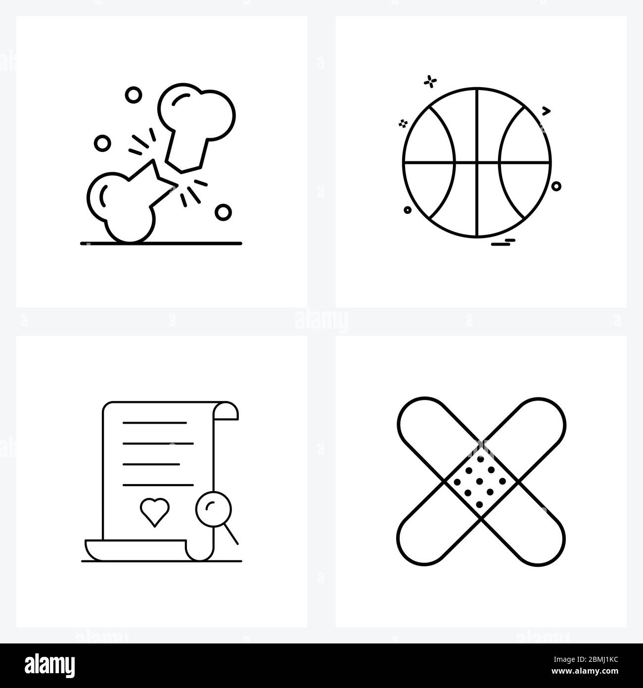 4 Universal Line Icons for Web and Mobile accident, wish list, broken, basketball, search Vector Illustration Stock Vector