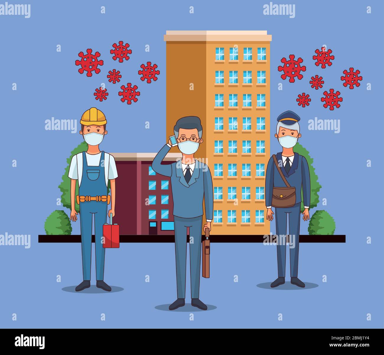 group of workers using face masks for covid19 Stock Vector Image & Art ...