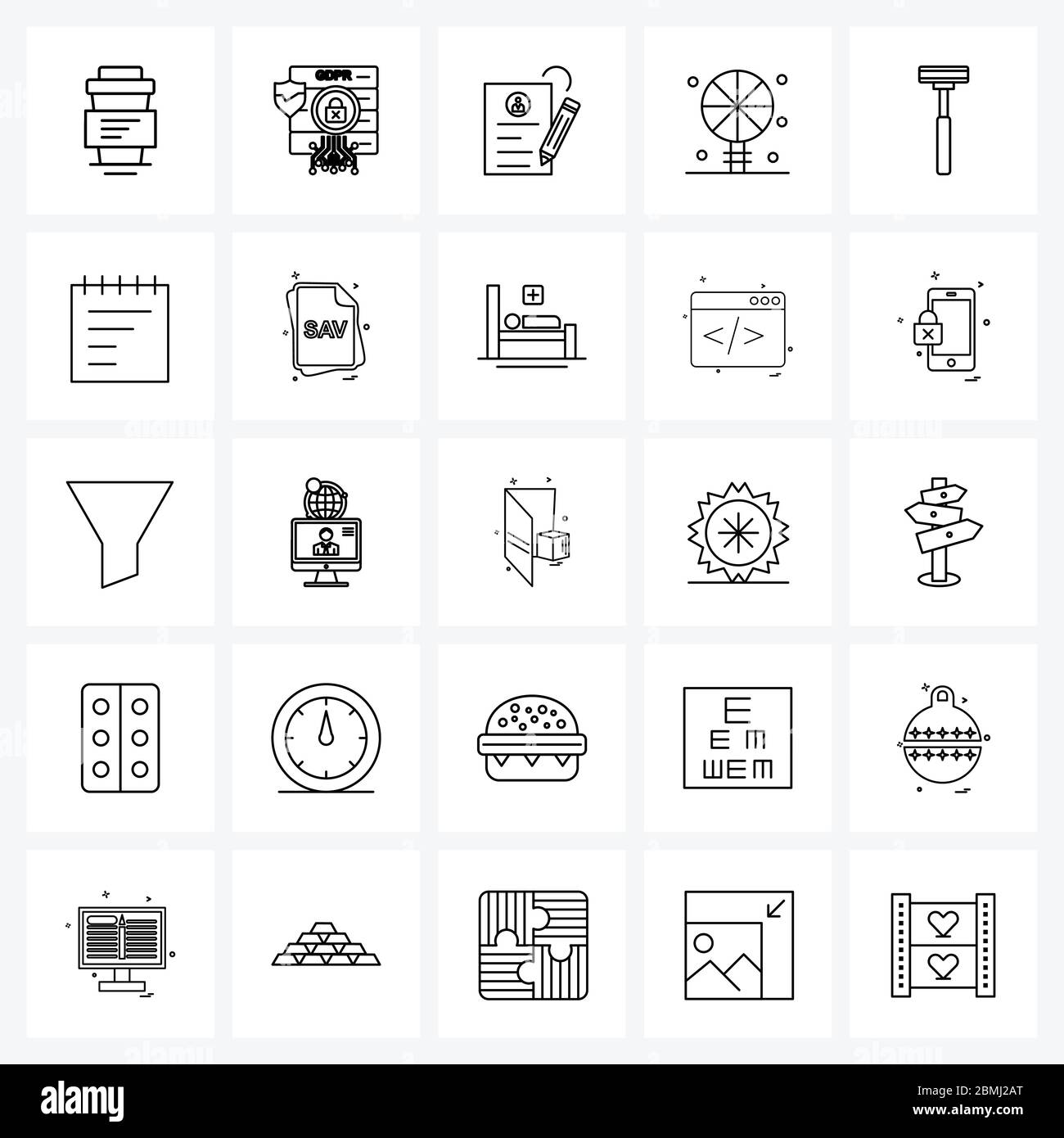 25 Universal Icons Pixel Perfect Symbols of calendar, shaver, cv, razor ...