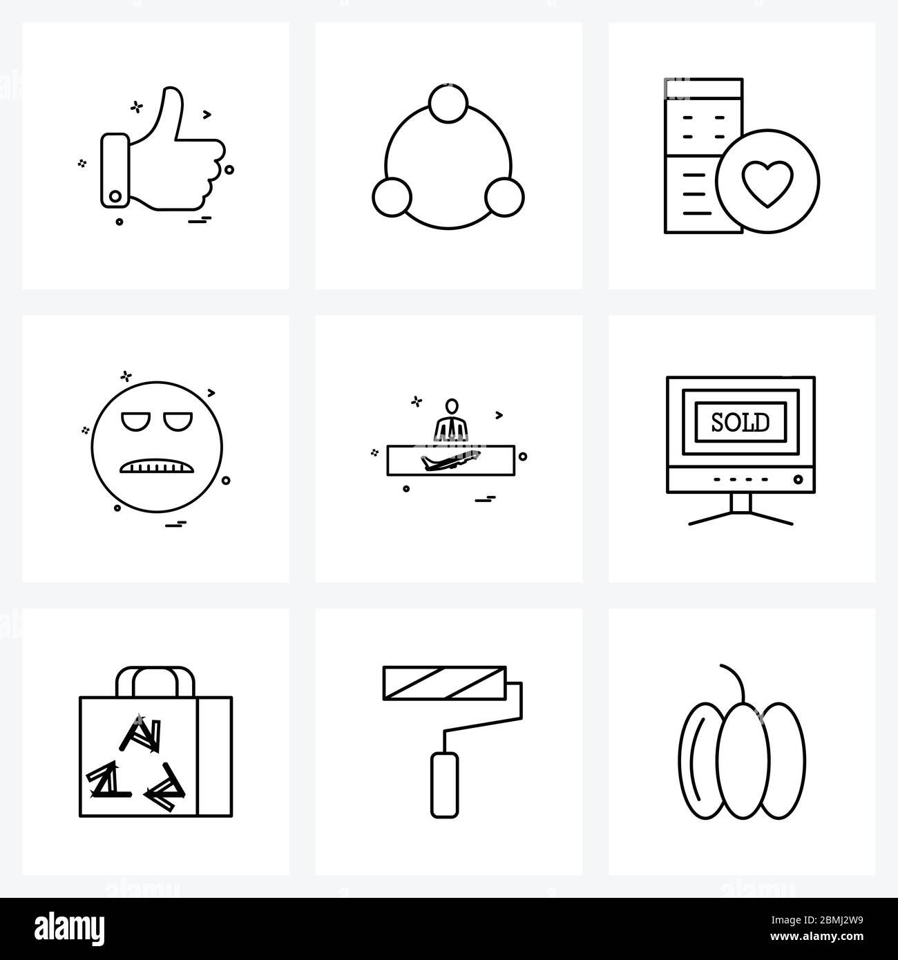 UI Set of 9 Basic Line Icons of travel, exhausted, cpu, emotion, emoji  Vector Illustration Stock Vector Image & Art - Alamy