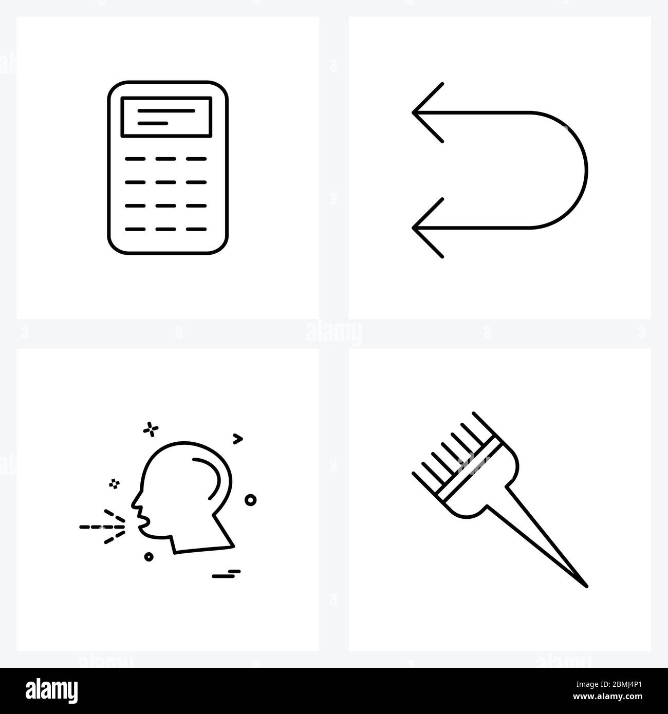 Line Icon Set of 4 Modern Symbols of calculator, talk, arrow, turn ...
