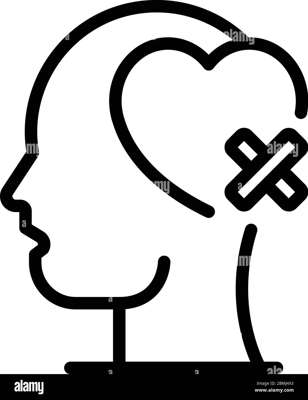 Head heart with band aid icon, outline style Stock Vector Image & Art ...