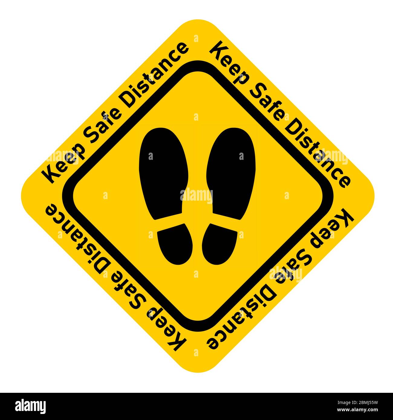 Foot Steps with Keep Safe Distance message vector illustration Stock Vector