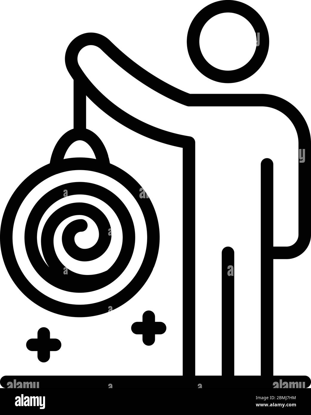 Man with a pendulum icon, outline style Stock Vector