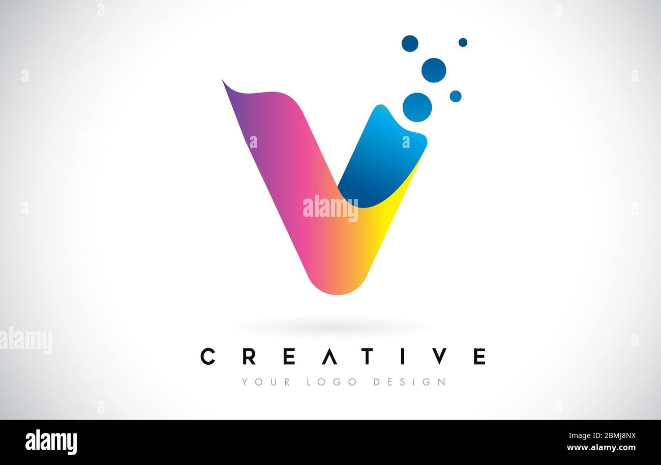 Dots Letter V Logo. V Letter Icon Design Vector with Dots. Vector ...