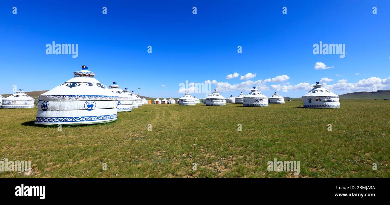 Mongolian yurt on the grassland Stock Photo