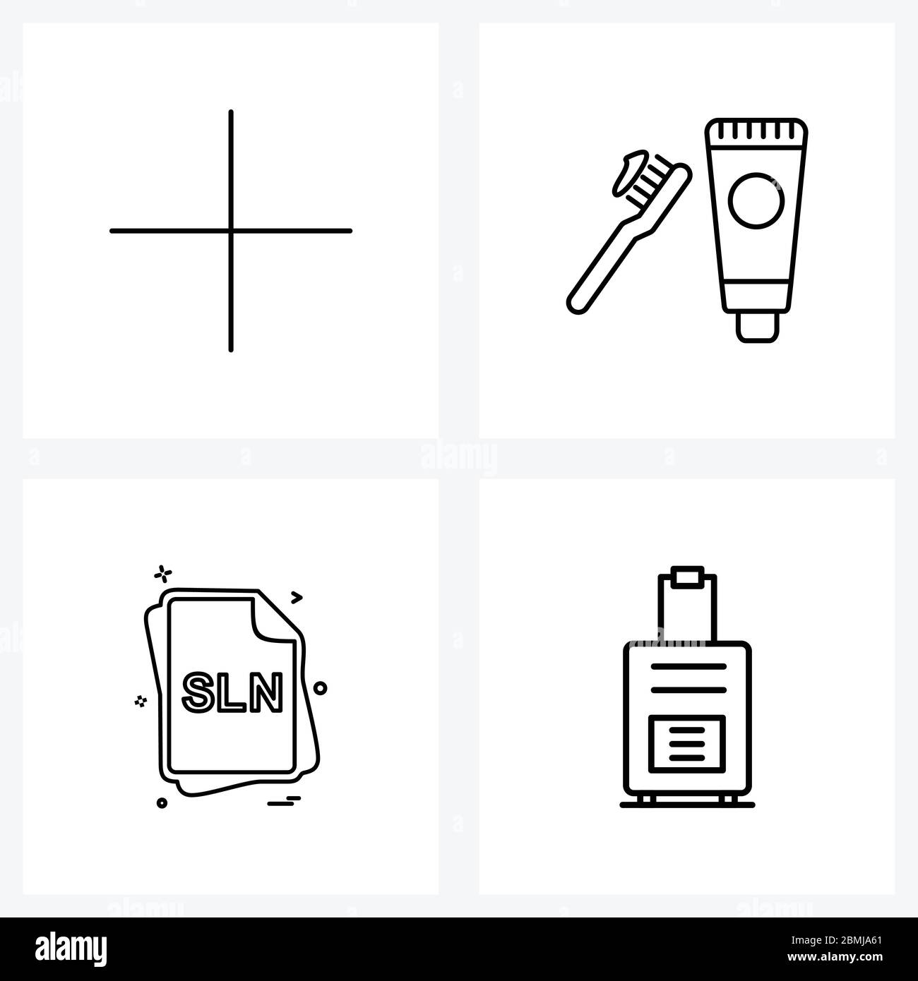 Simple Set of 4 Line Icons such as plus, file type , tooth paste, dental, sln Vector Illustration Stock Vector