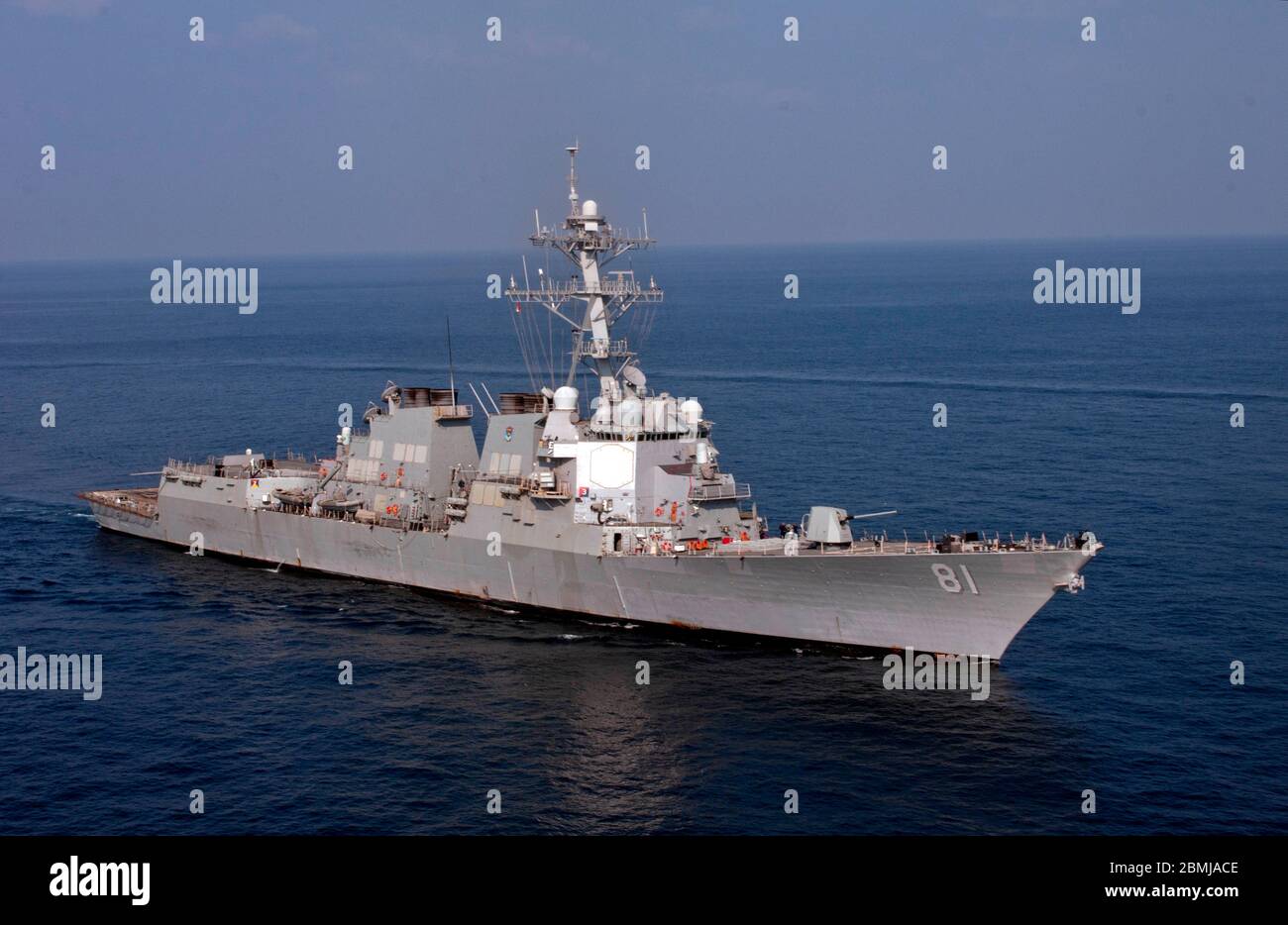 The U.S. Navy Arleigh Burke-Class guided-missile destroyer USS Winston S. Churchill underway in support of  Operation Enduring Freedom November 7, 2012 in the Arabian Sea. Stock Photo