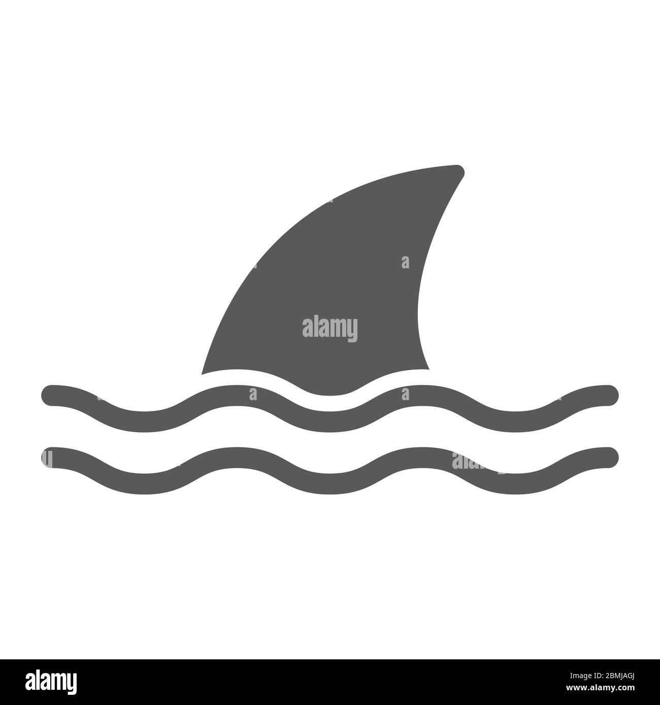 Shark glyph icon, ocean and predator, dangerous fish sign vector graphics, a solid icon on a white background, eps 10. Stock Vector