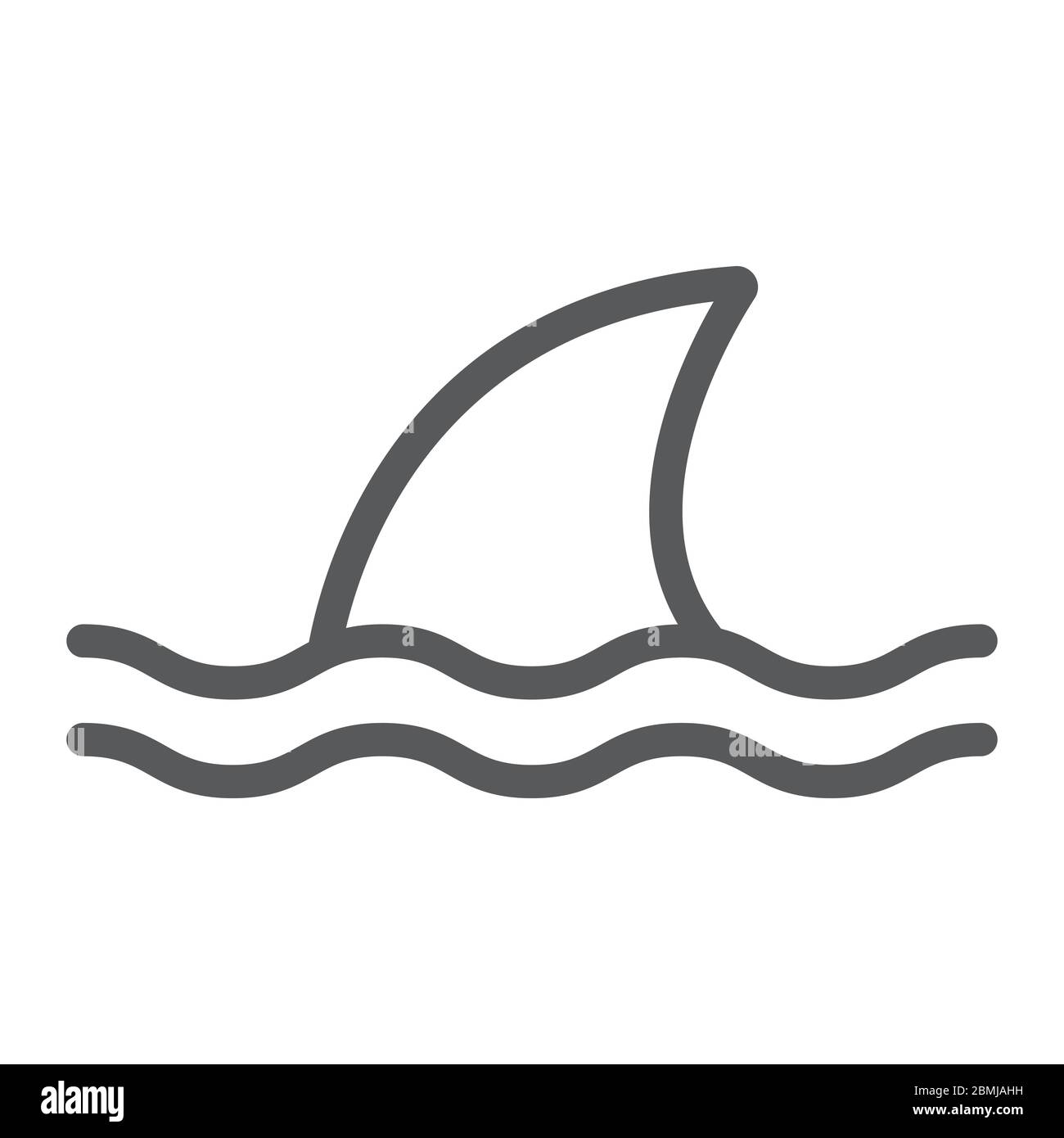 Shark line icon, ocean and predator, dangerous fish sign vector graphics, a linear icon on a white background, eps 10. Stock Vector