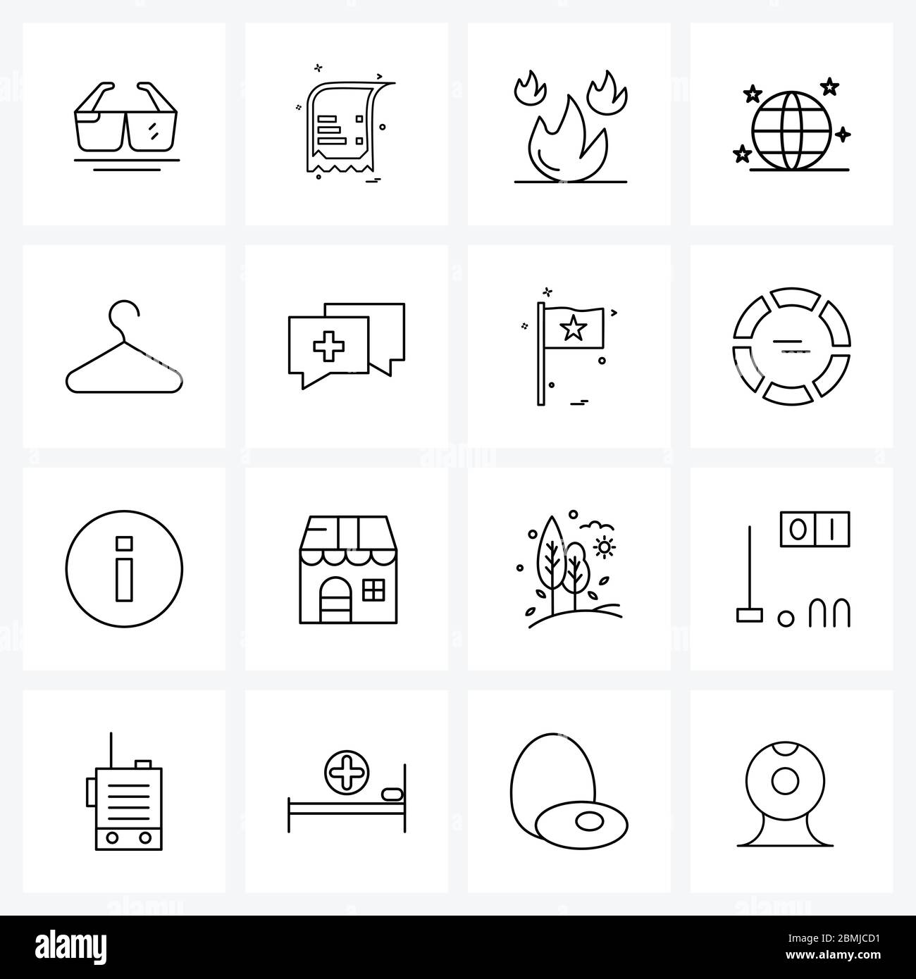 16 Interface Line Icon Set of modern symbols on disco ball, amusement park,  burn, hot, fossil Vector Illustration Stock Vector Image & Art - Alamy