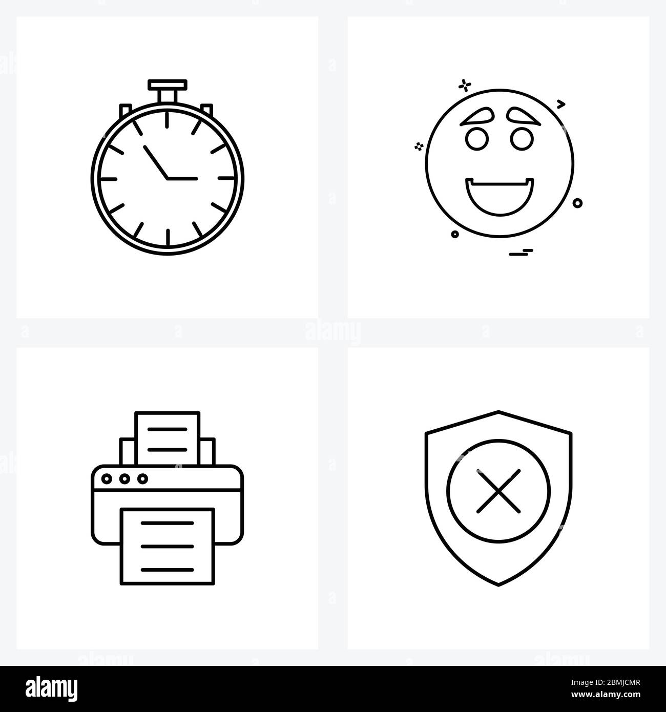 4 Universal Line Icons for  and Mobile stopwatch, device, emoji