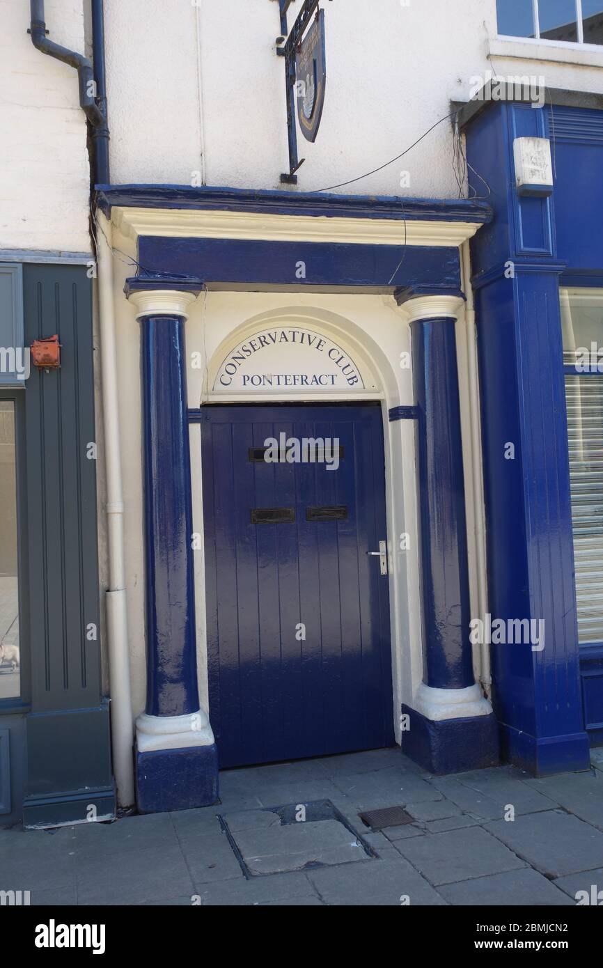 The entrance door to the historic Pontefract Conservative Club. Stock Photo