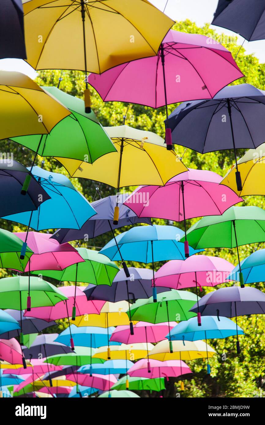 Umbrella Alley on Orange Street Alley in Redlands, CA, USA Stock Photo