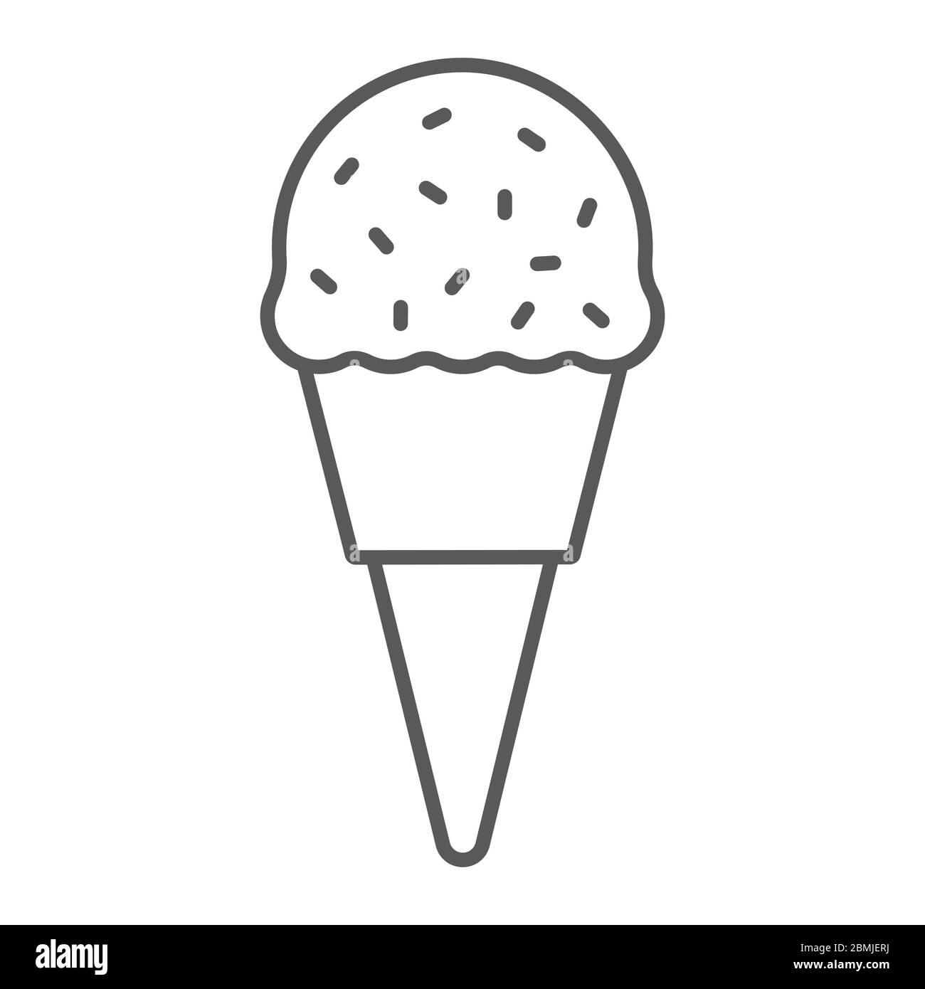 Ice Cream thin line icon, food and sweet, dessert sign vector graphics ...