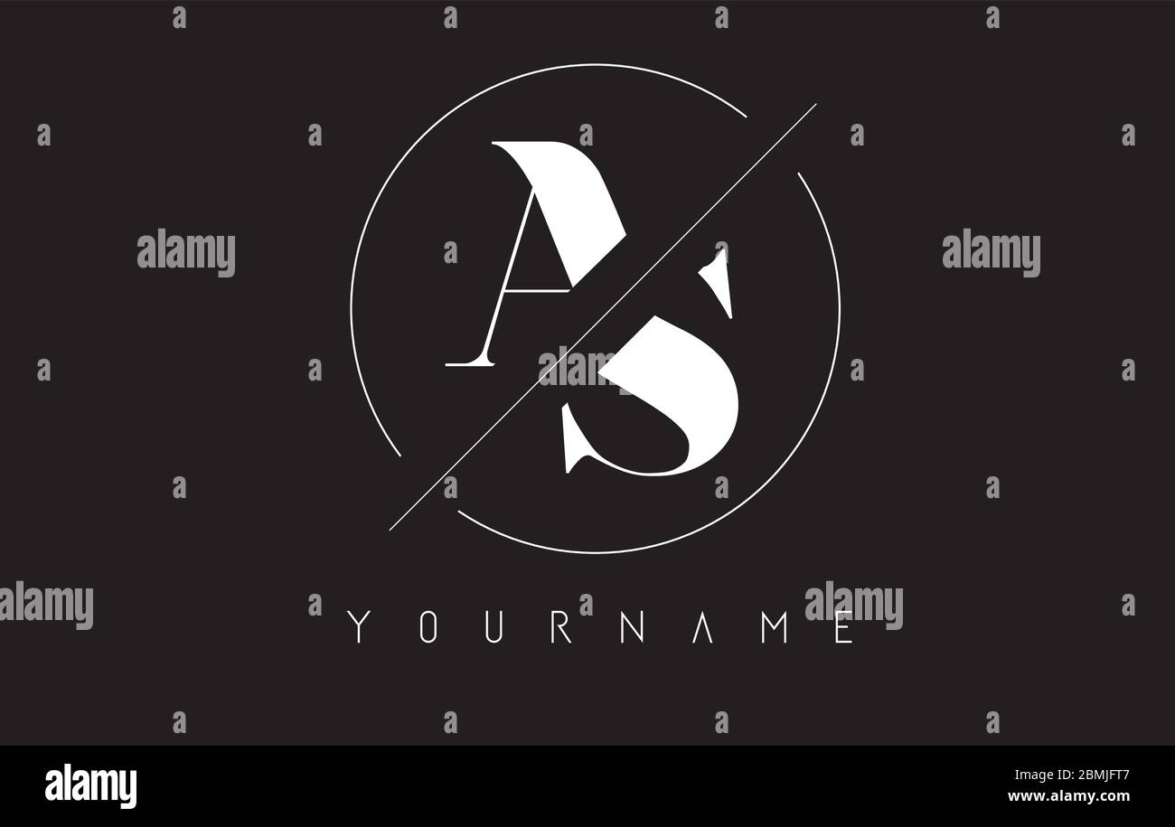 Cutted and Intersected AS A S Letters Logo with Round Frame Design ...