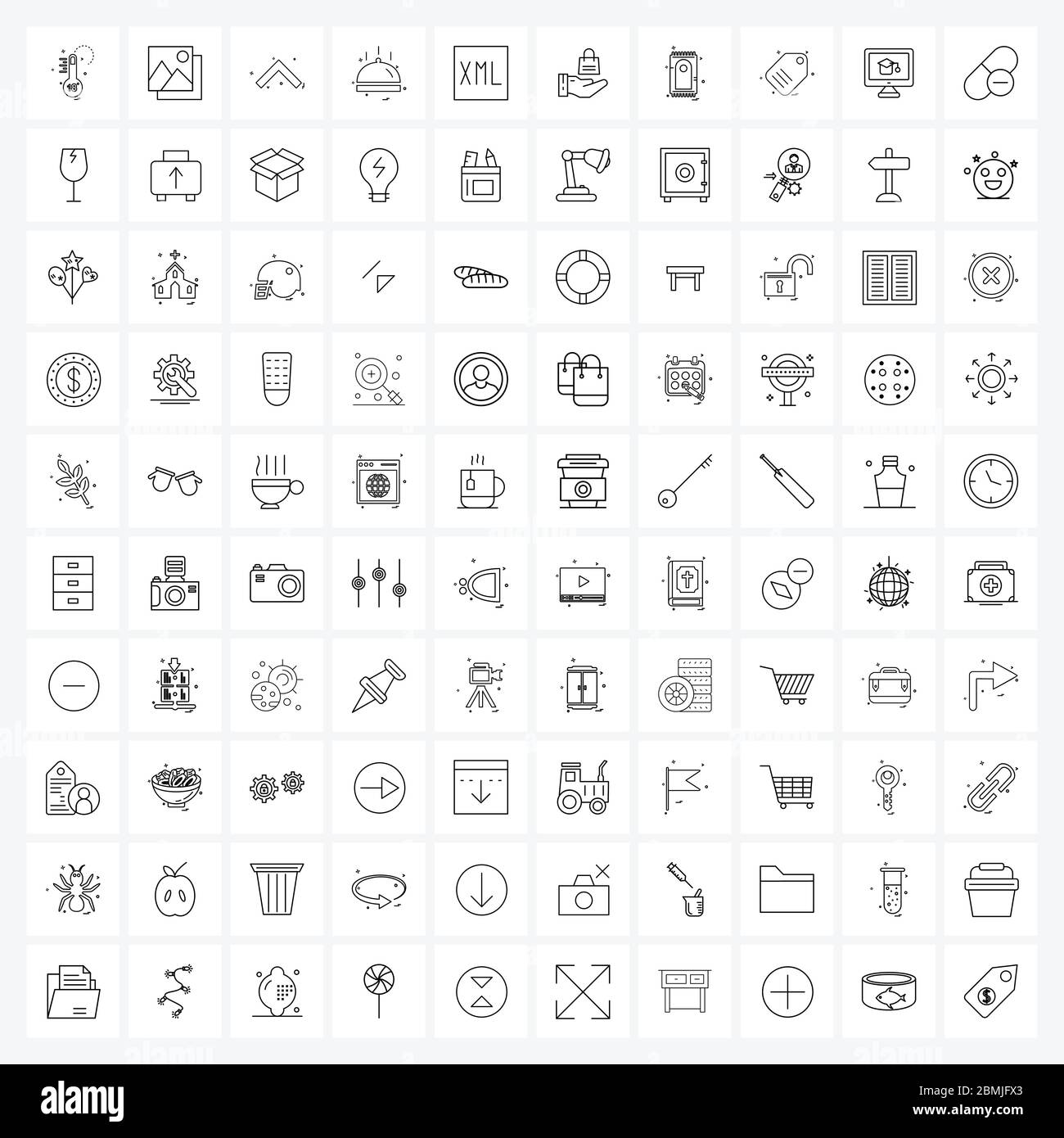 Set of 100 Simple Line Icons of dish, food, thumbnail, food, arrow Vector Illustration Stock Vector