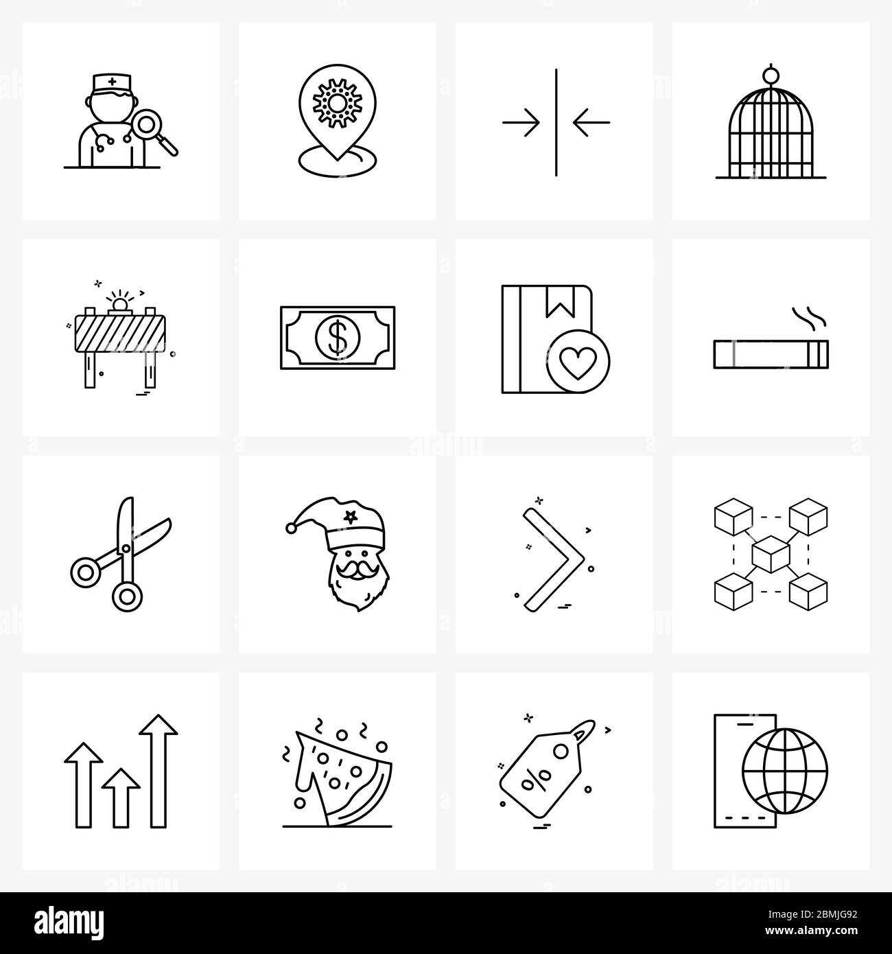 Modern Vector Line Illustration of 16 Simple Line Icons of labour