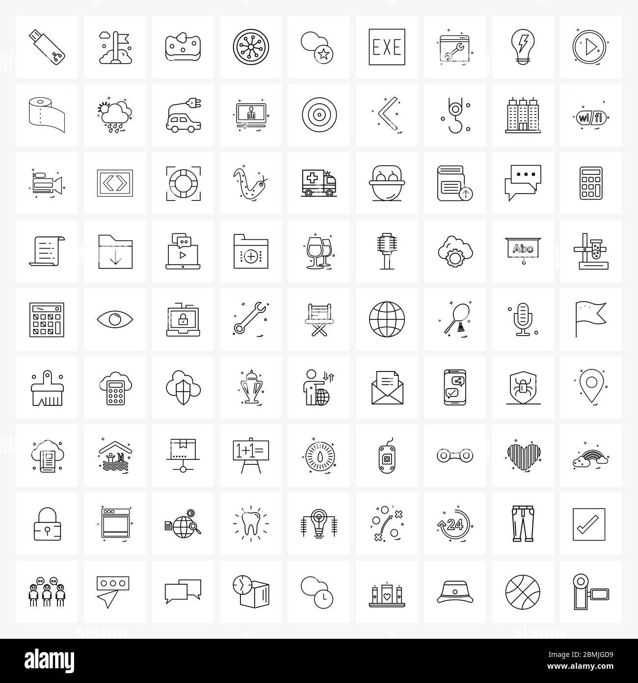 Set of 81 Line Icon Signs and Symbols of storage, cloud, hygienic ...