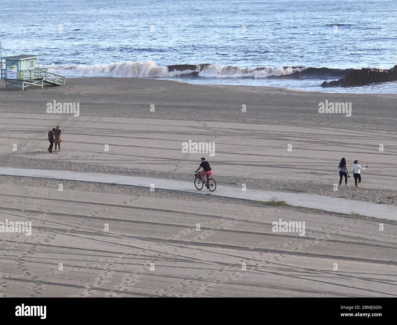 Near empty beaches in Los Angeles during Corona Virus epidemic. Stock Photo
