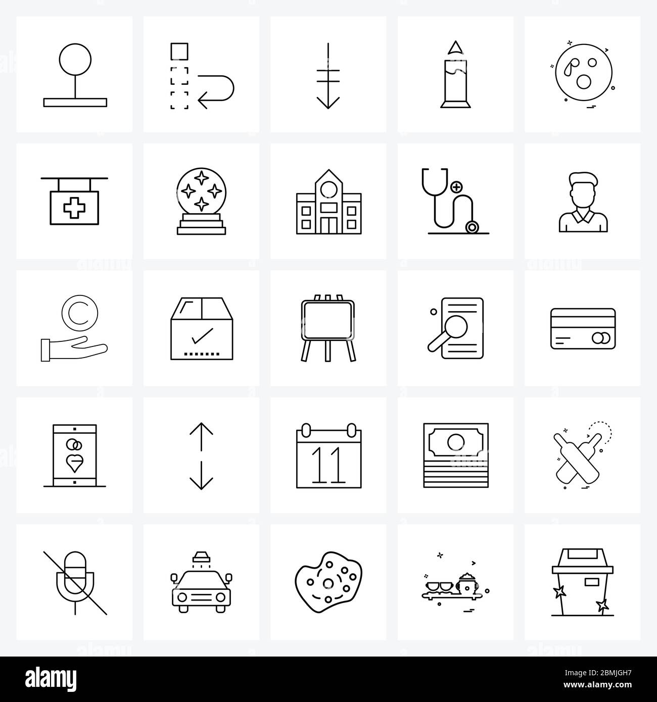25 Universal Line Icon Pixel Perfect Symbols of emotion, emoji
