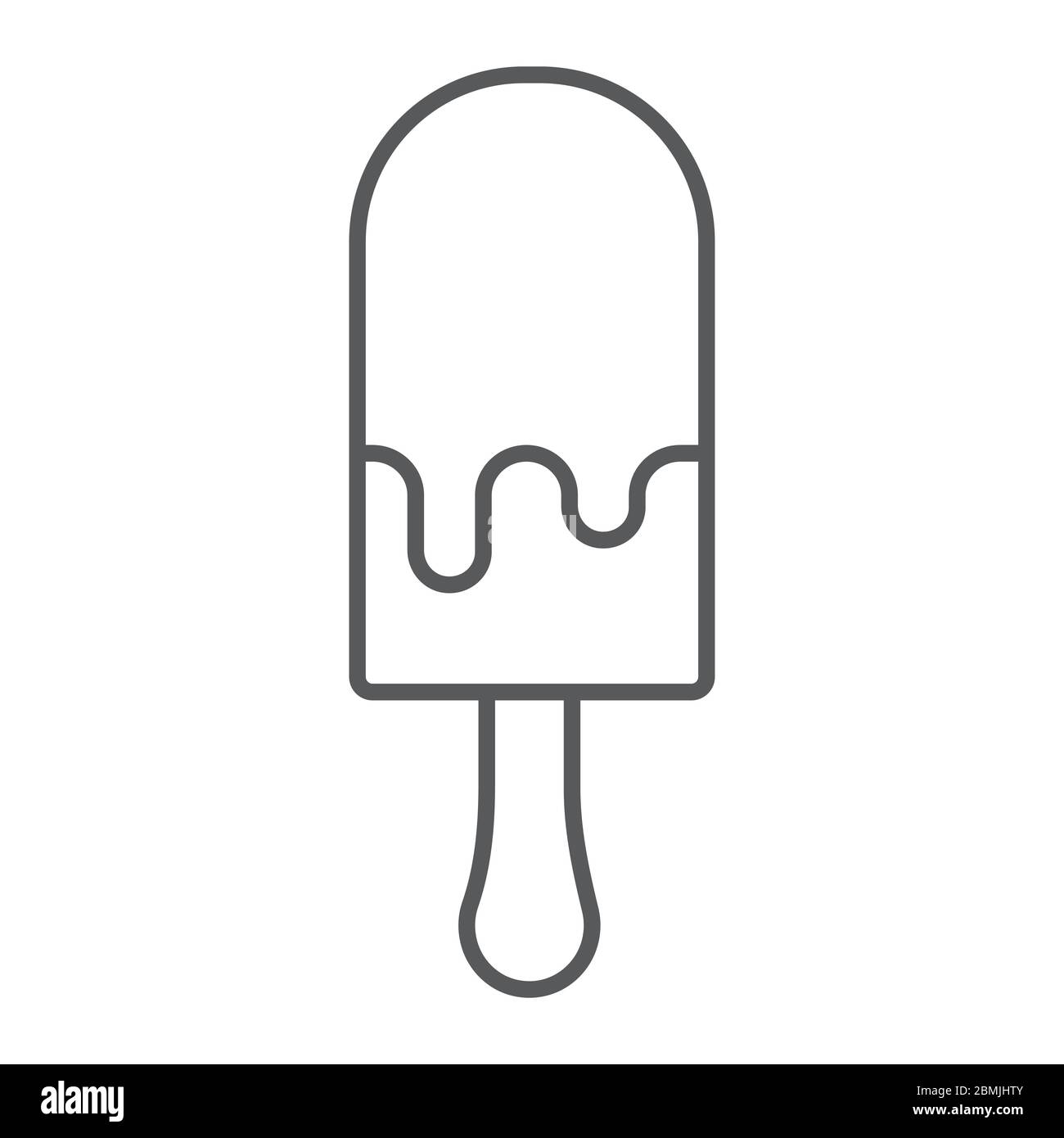 Ice Cream thin line icon, food and sweet, dessert sign vector graphics ...