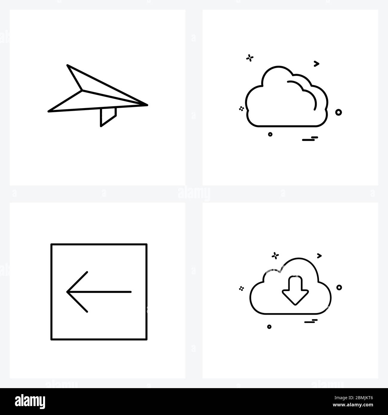 Set of 4 Modern Line Icons of athlete, box, paragliding, sly, download Vector Illustration Stock Vector