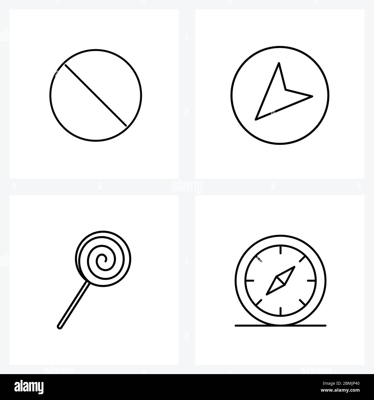 4 Interface Line Icon Set of modern symbols on delete, lollypop ...