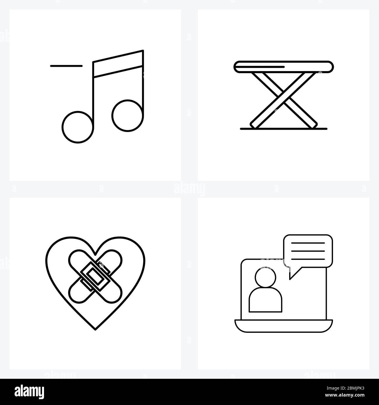 4 Universal Line Icon Pixel Perfect Symbols of less music, band aid ...