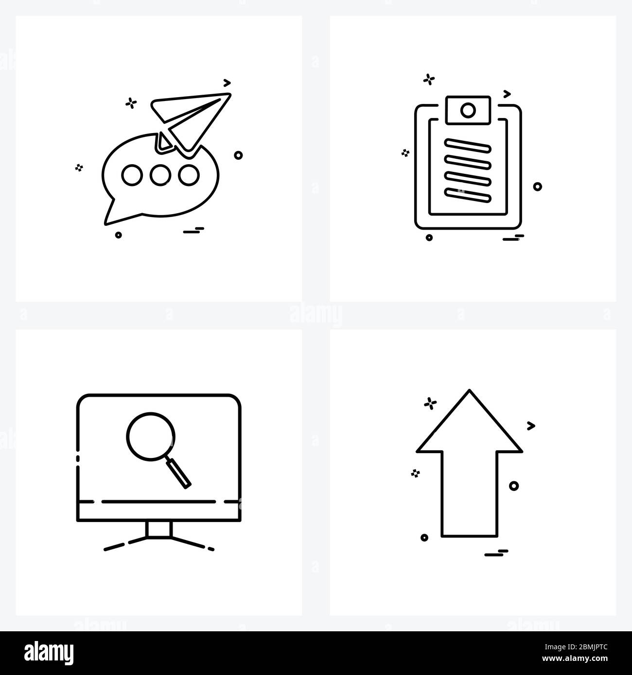 Set Of 4 Simple Line Icons Of Message Computer Sms Paper Paid Up
