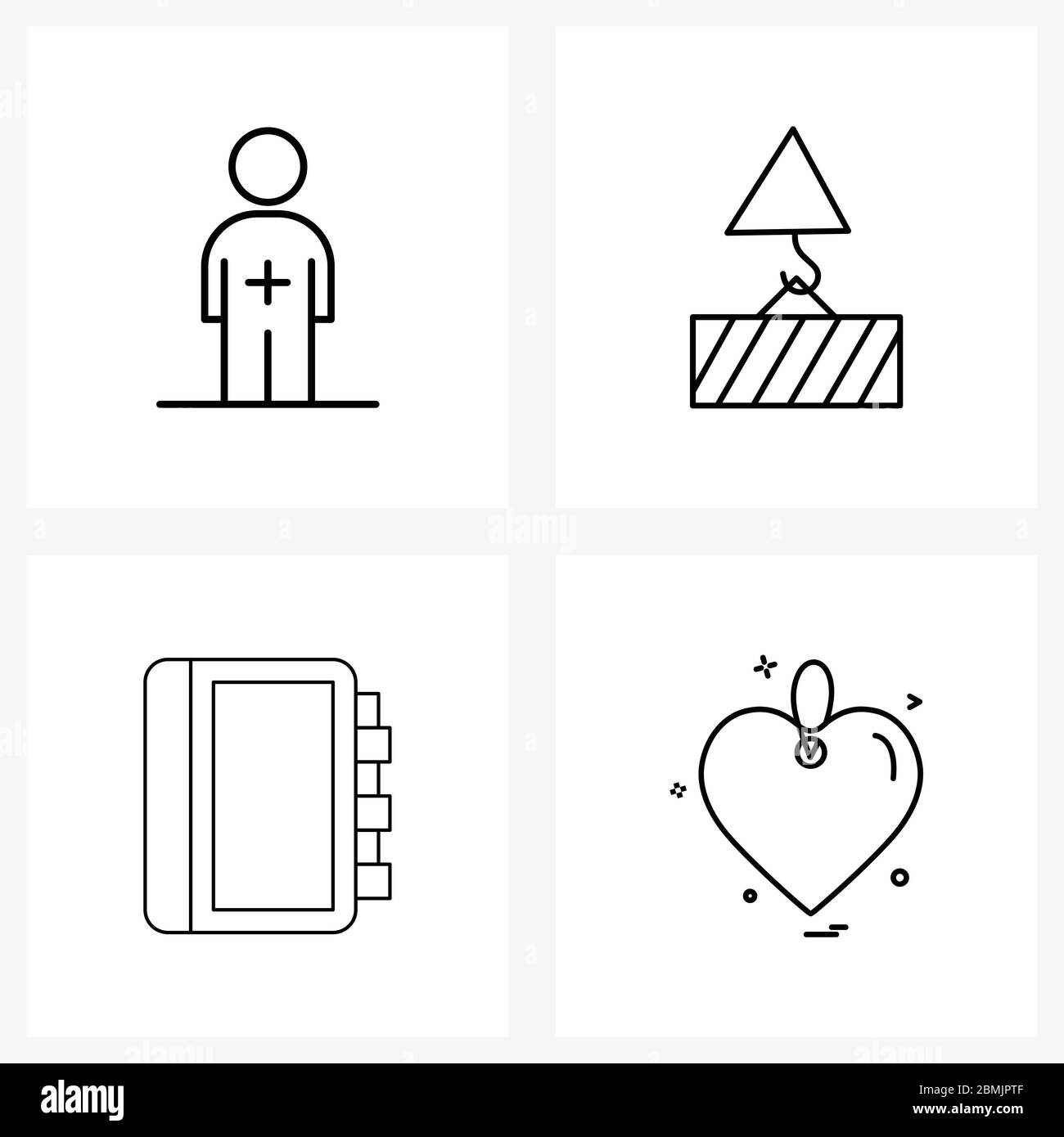 Mobile Ui Line Icon Set Of 4 Modern Pictograms Of Medical, Folders 