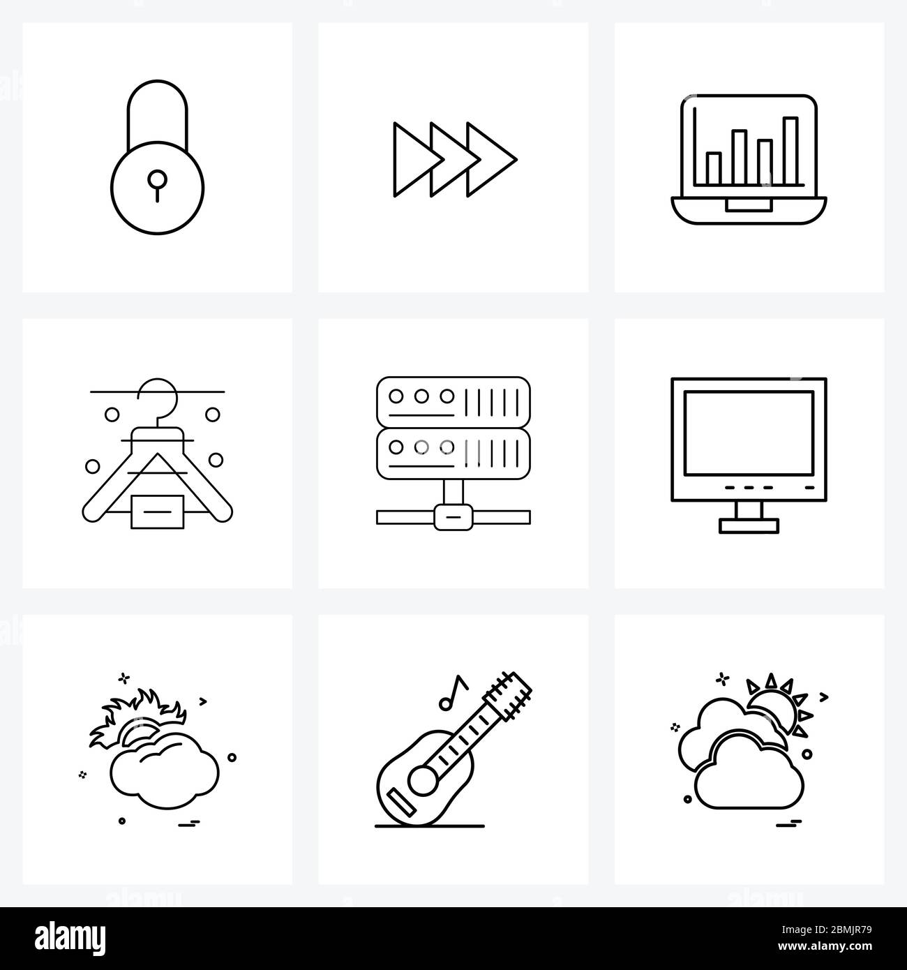 Universal Symbols of 9 Modern Line Icons of memory, database, computer,  connect, fashion Vector Illustration Stock Vector Image & Art - Alamy