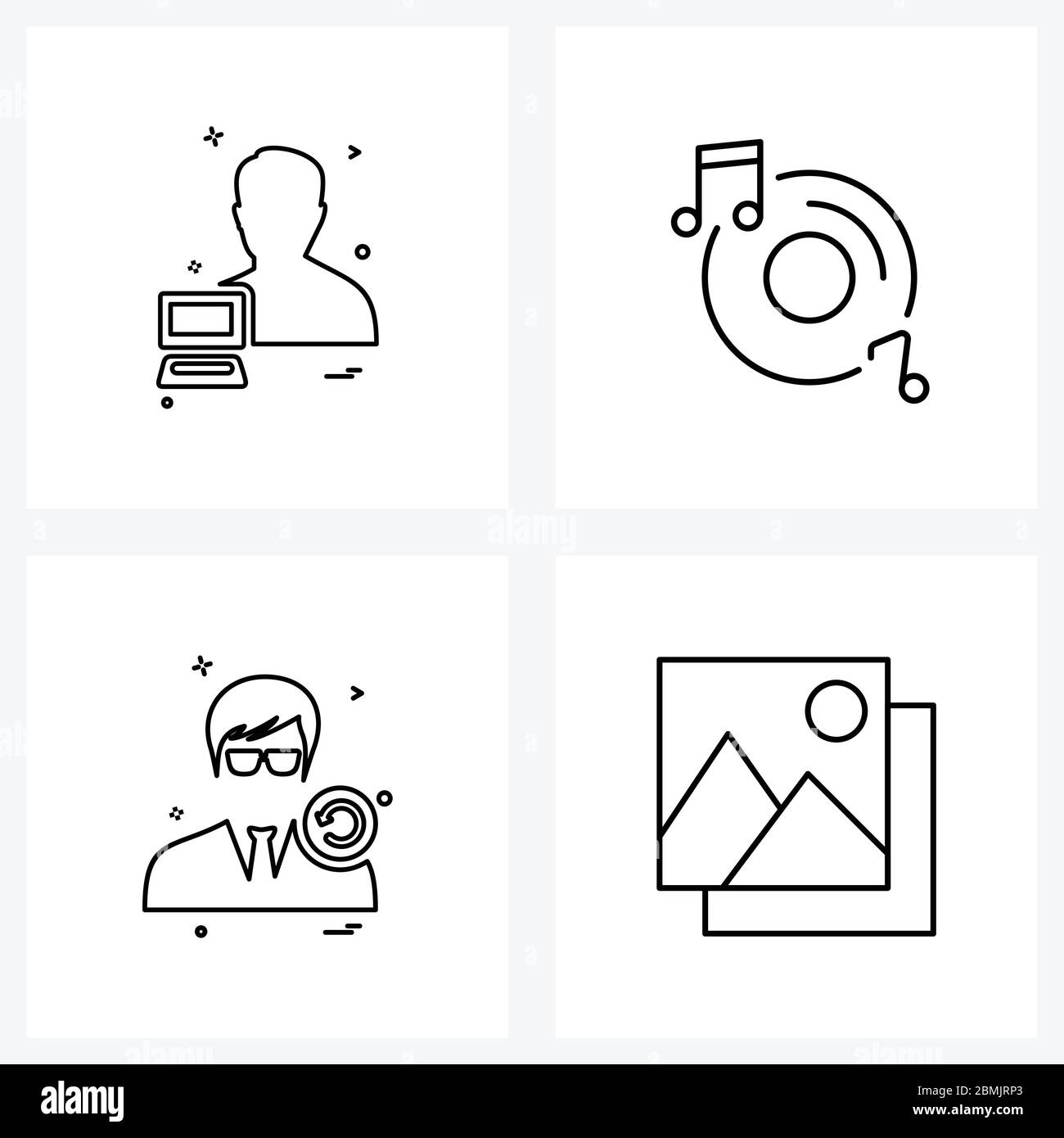 Line Icon Set of 4 Modern Symbols of avatar, avtar, profile, entertainment, avatar Vector Illustration Stock Vector
