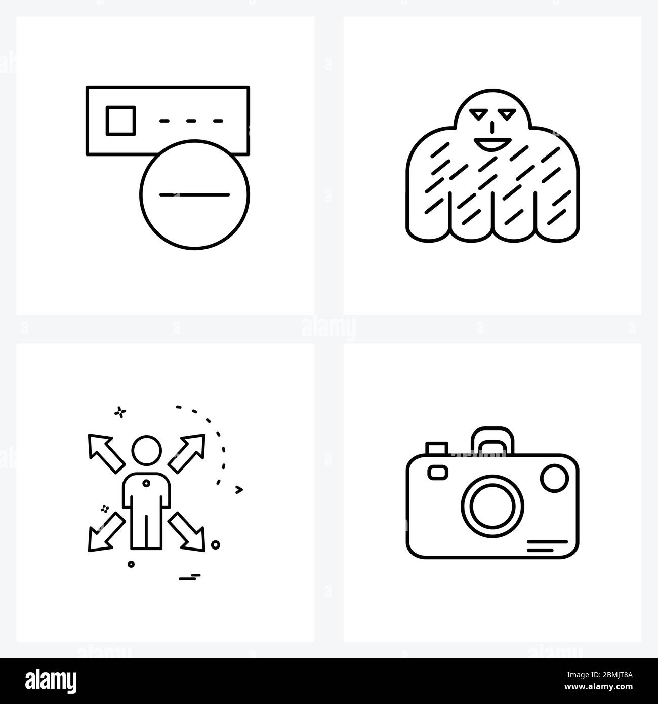 Set of 4 UI Icons and symbols for hosting, right, ghost, avatar, photography Vector Illustration Stock Vector