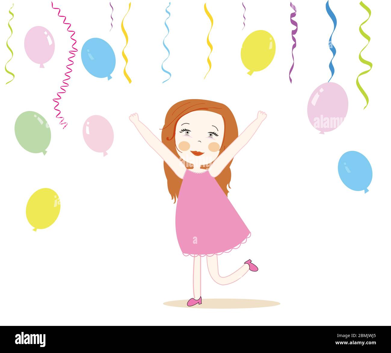 Little cute girl with colorful balloons vector background Stock Vector ...