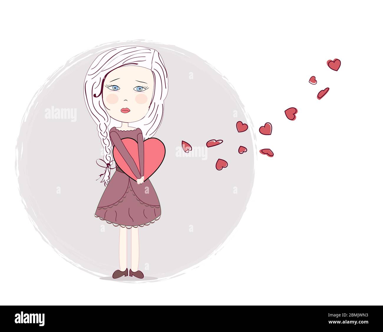 Heart broken sad girl art vector Stock Vector Image & Art - Alamy