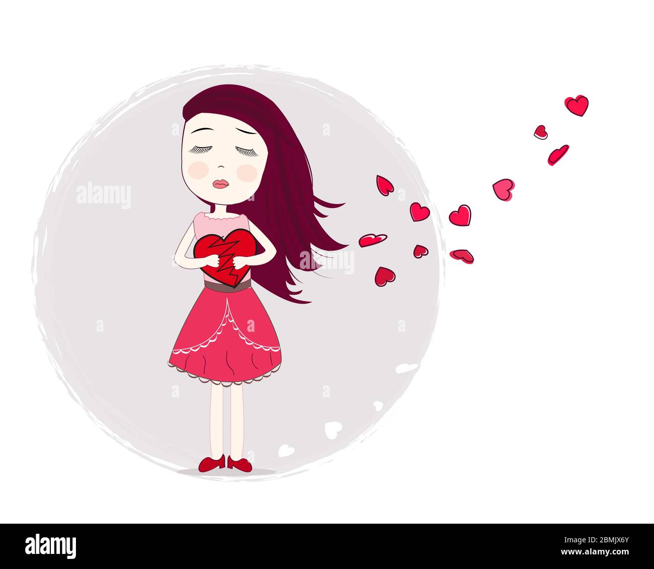 Holding heart sadness girl art vector Stock Vector Image & Art - Alamy