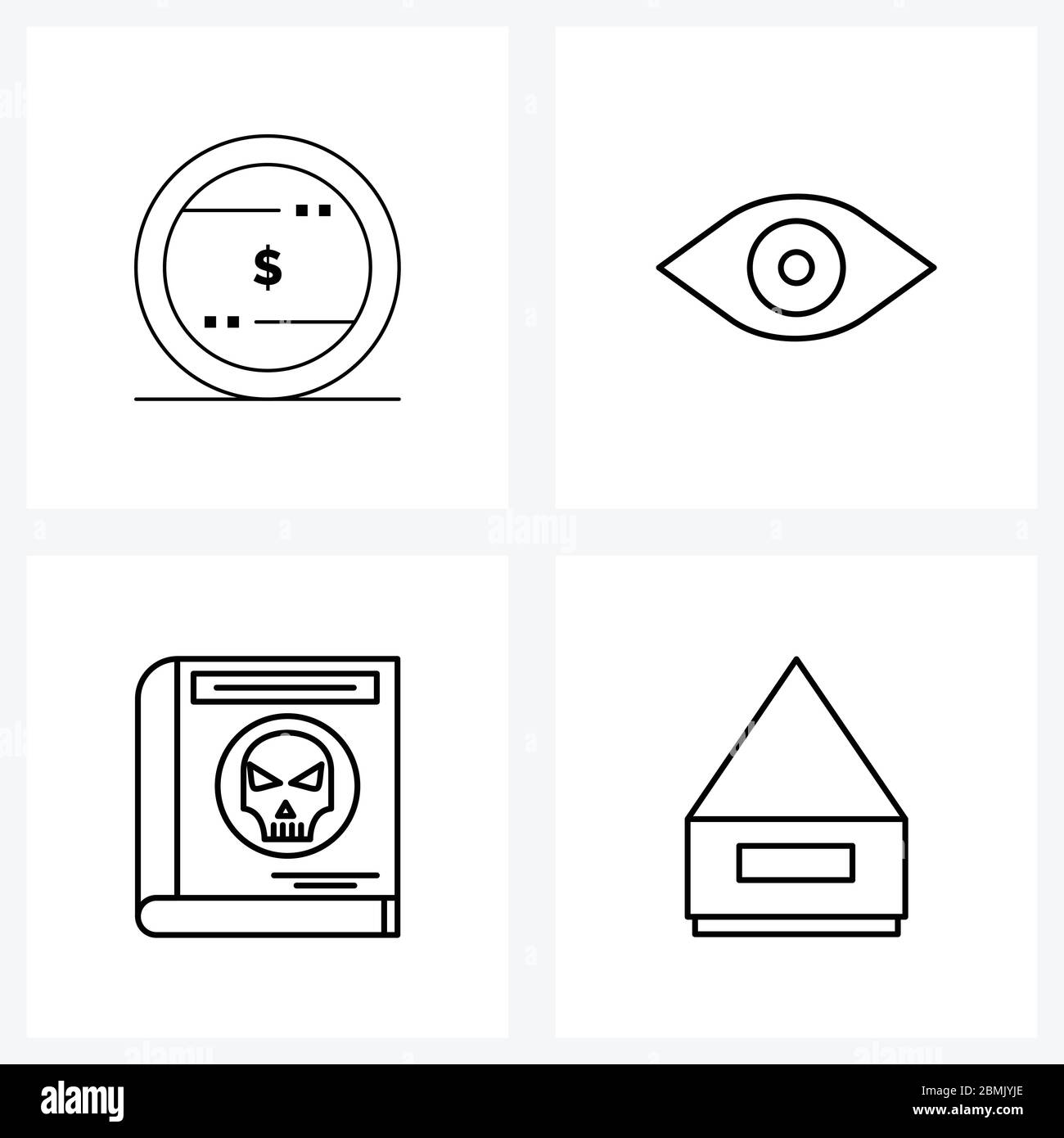 Set of 4 UI Icons and symbols for black, holy book, Friday, body part, Halloween Vector Illustration Stock Vector