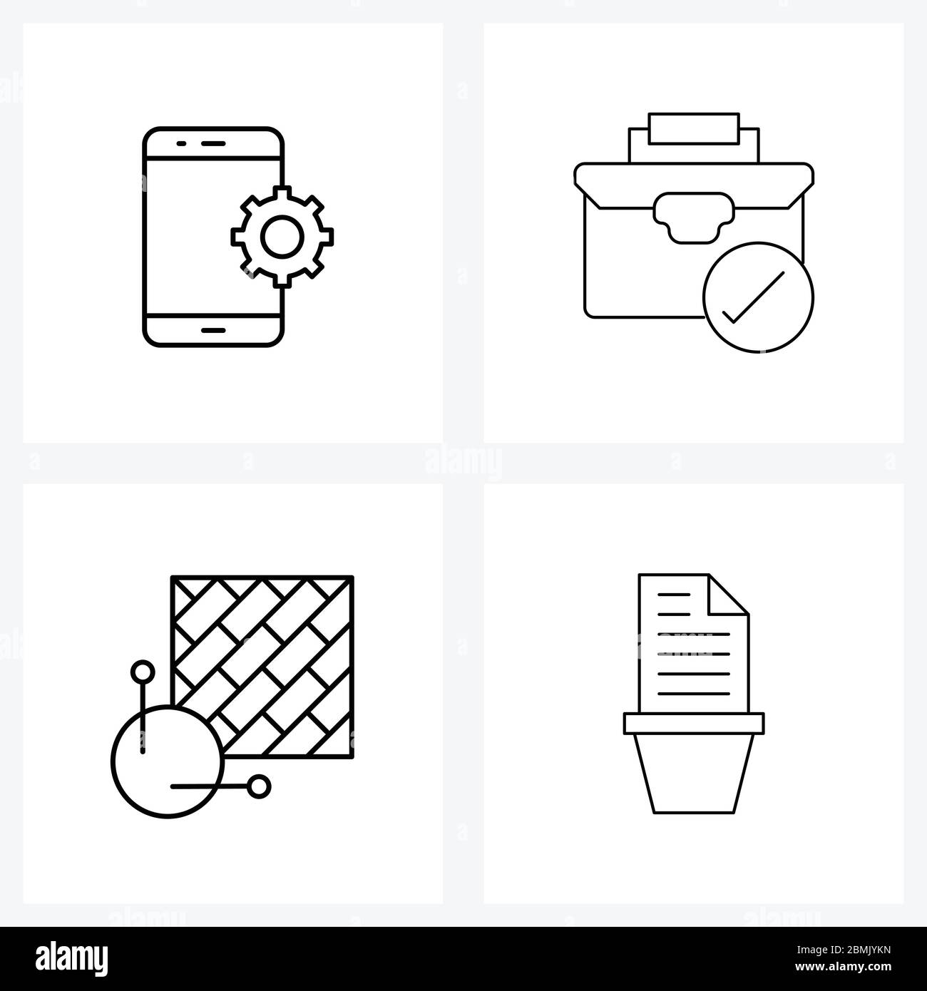 Simple Set of 4 Line Icons such as mobile app, outdoor, business