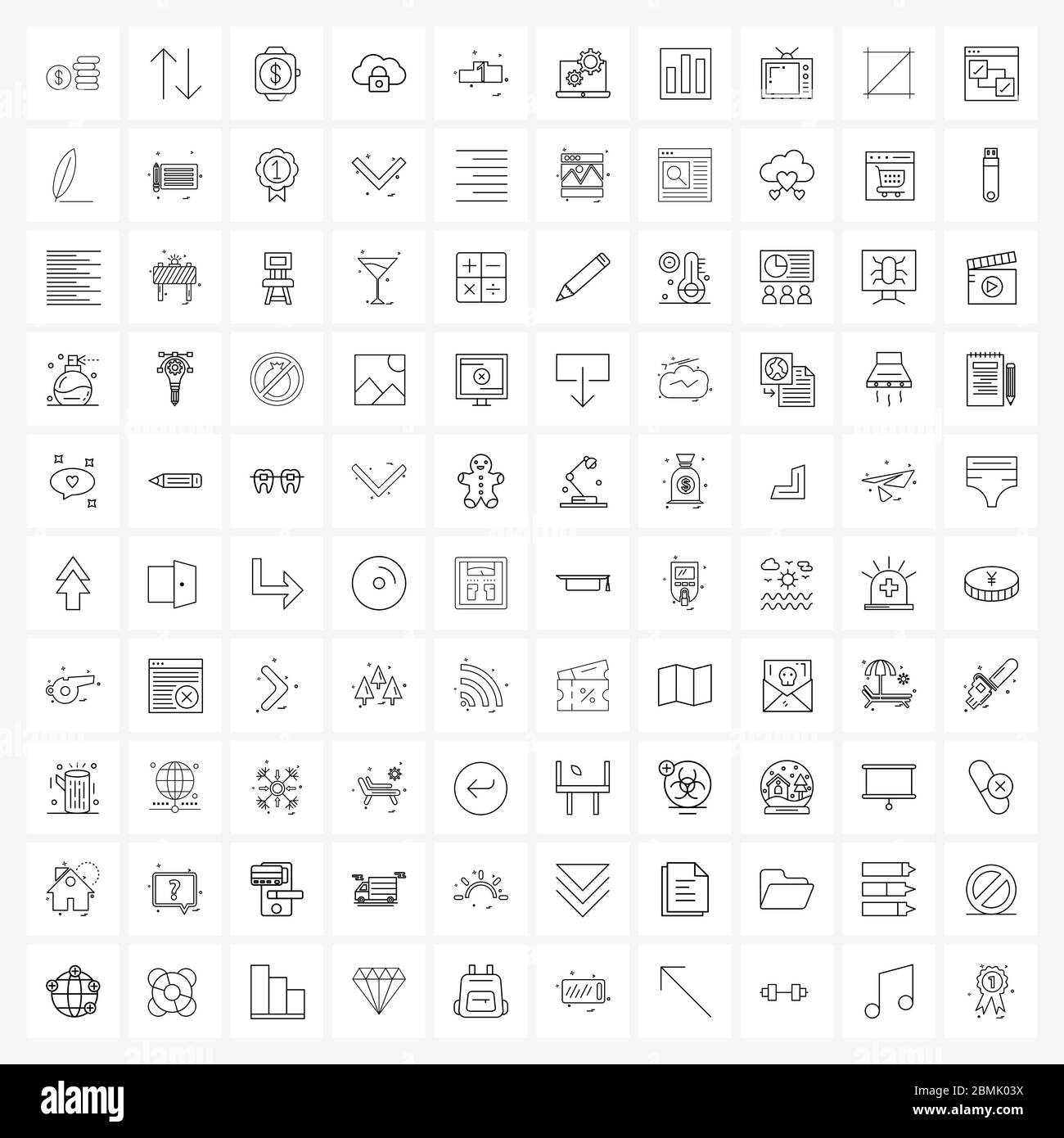 Stock Vector Icon Set of 100 Line Symbols for positions, lock, android ...