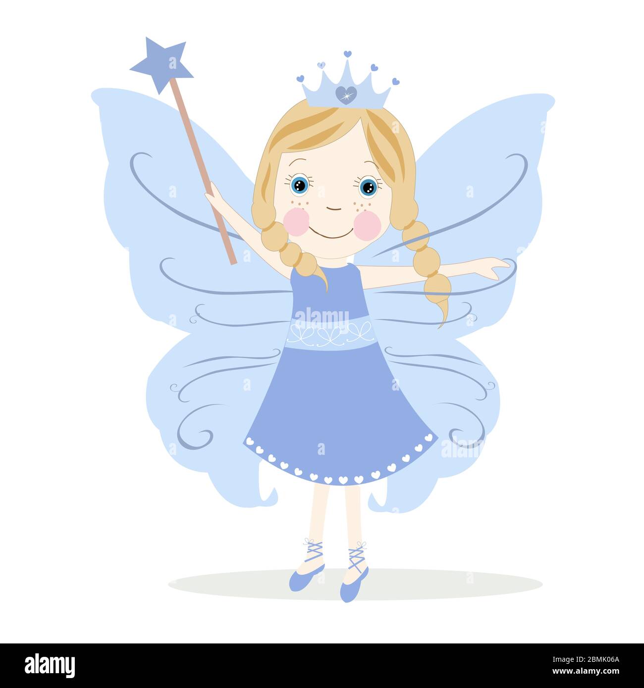 Cute blue fairytale holding magic wand Stock Vector