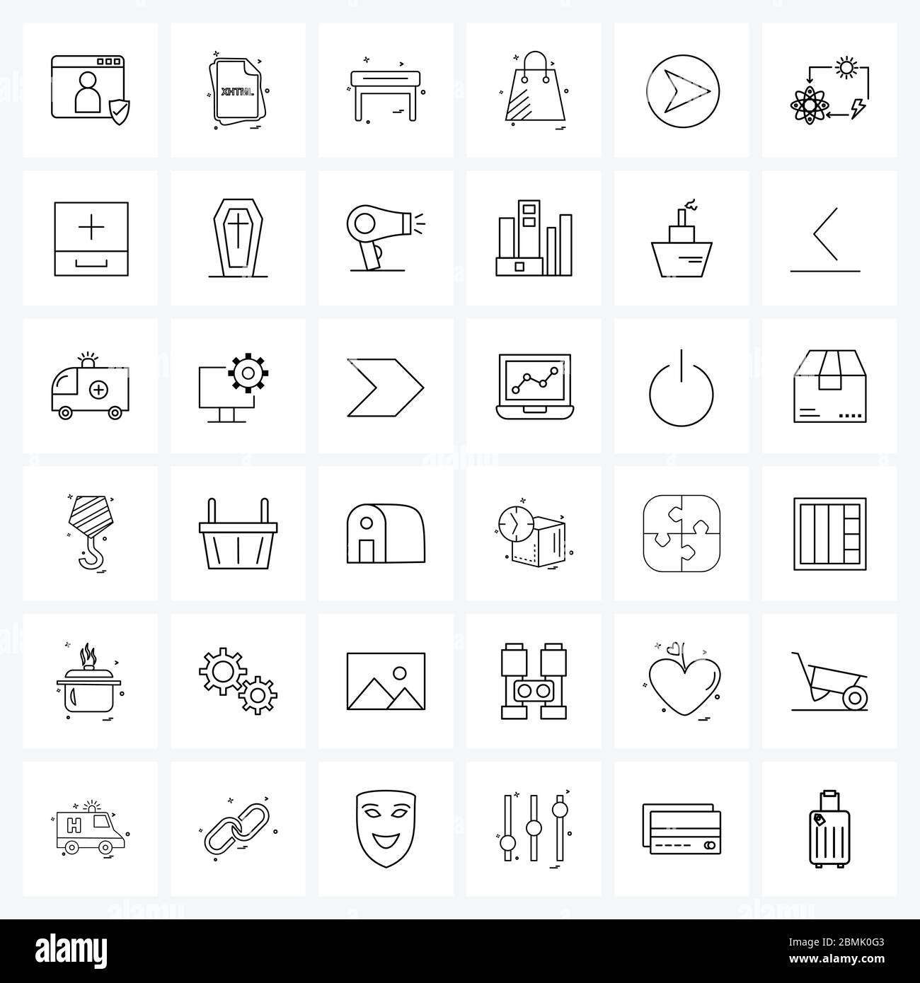 UI Set of 36 Basic Line Icons of arrow, circle, table, cursor, shopping ...