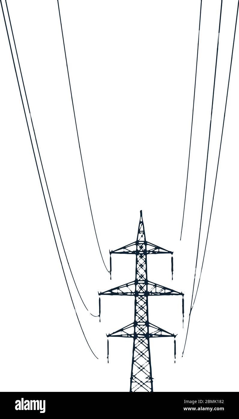 high voltage power lines in nature Stock Vector Image & Art Alamy