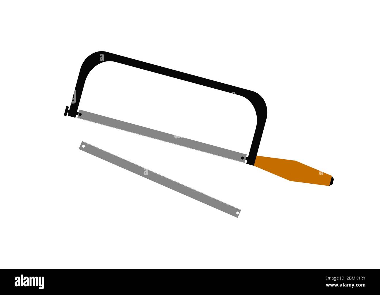 Hacksaw for metal locksmith tool on a white background. Stock Vector