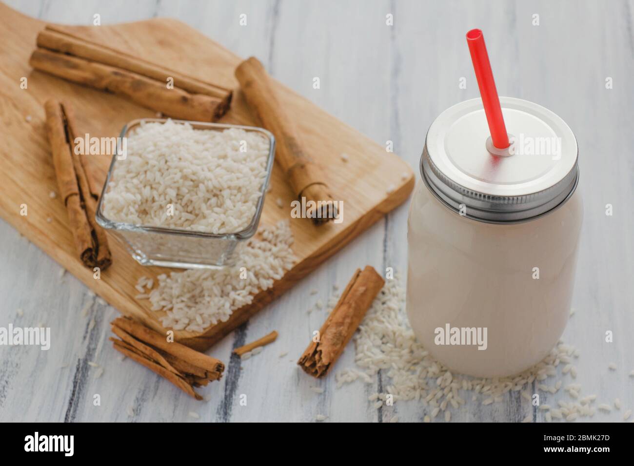 Horchata is a drink, made with rice and cinnamon from Mexico, mexican drink Stock Photo Alamy