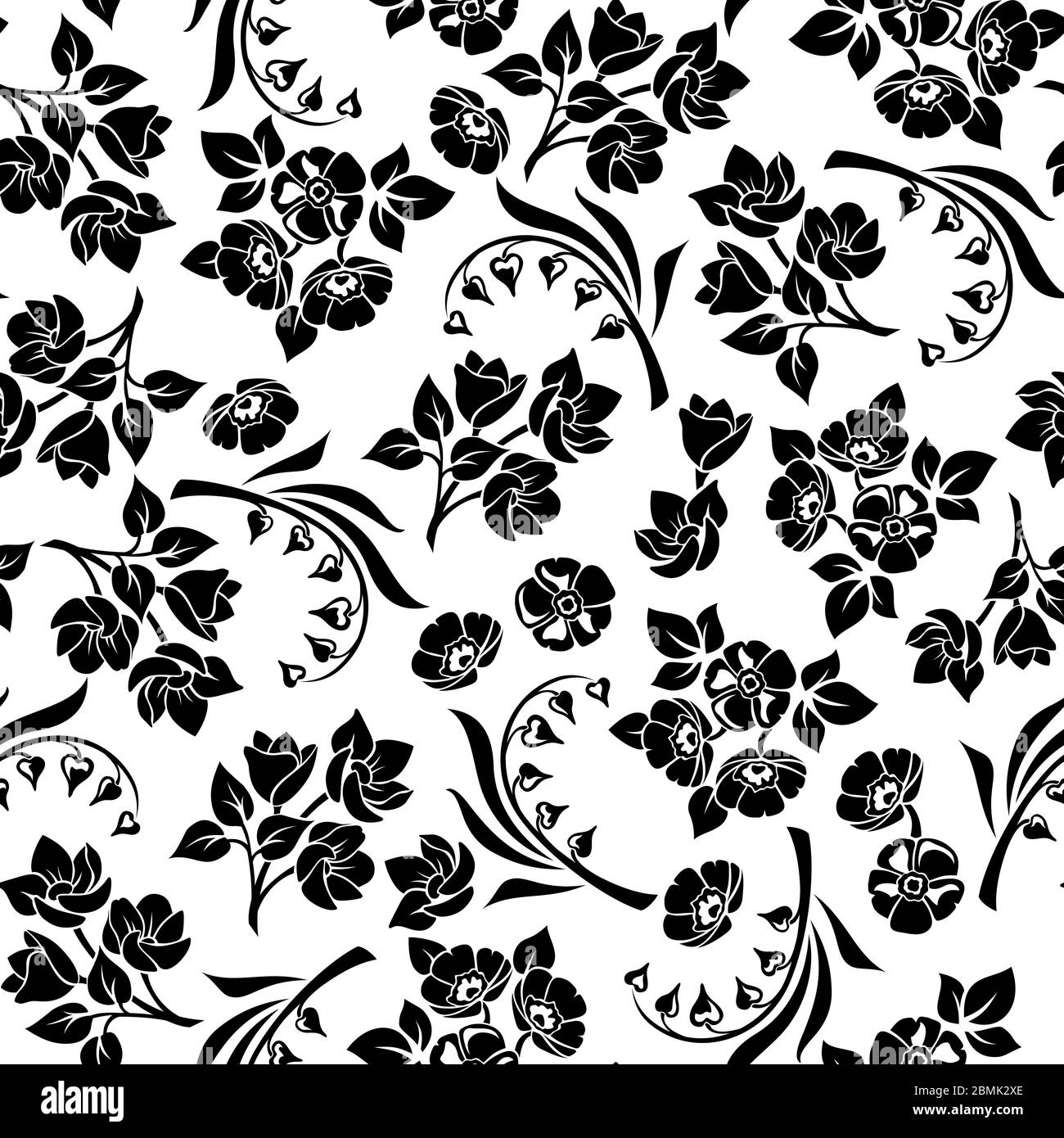 Premium Vector  Vector black and white floral background seamless