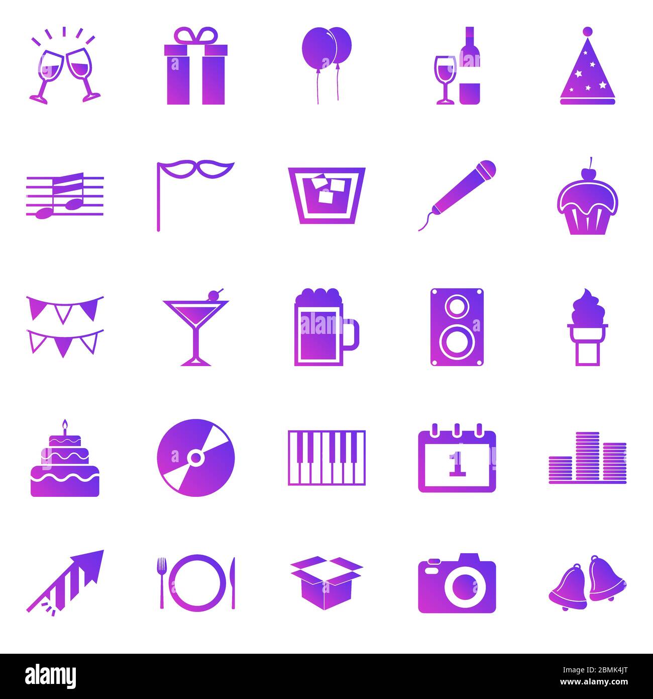 New Year gradient icons on white background, stock vector Stock Vector