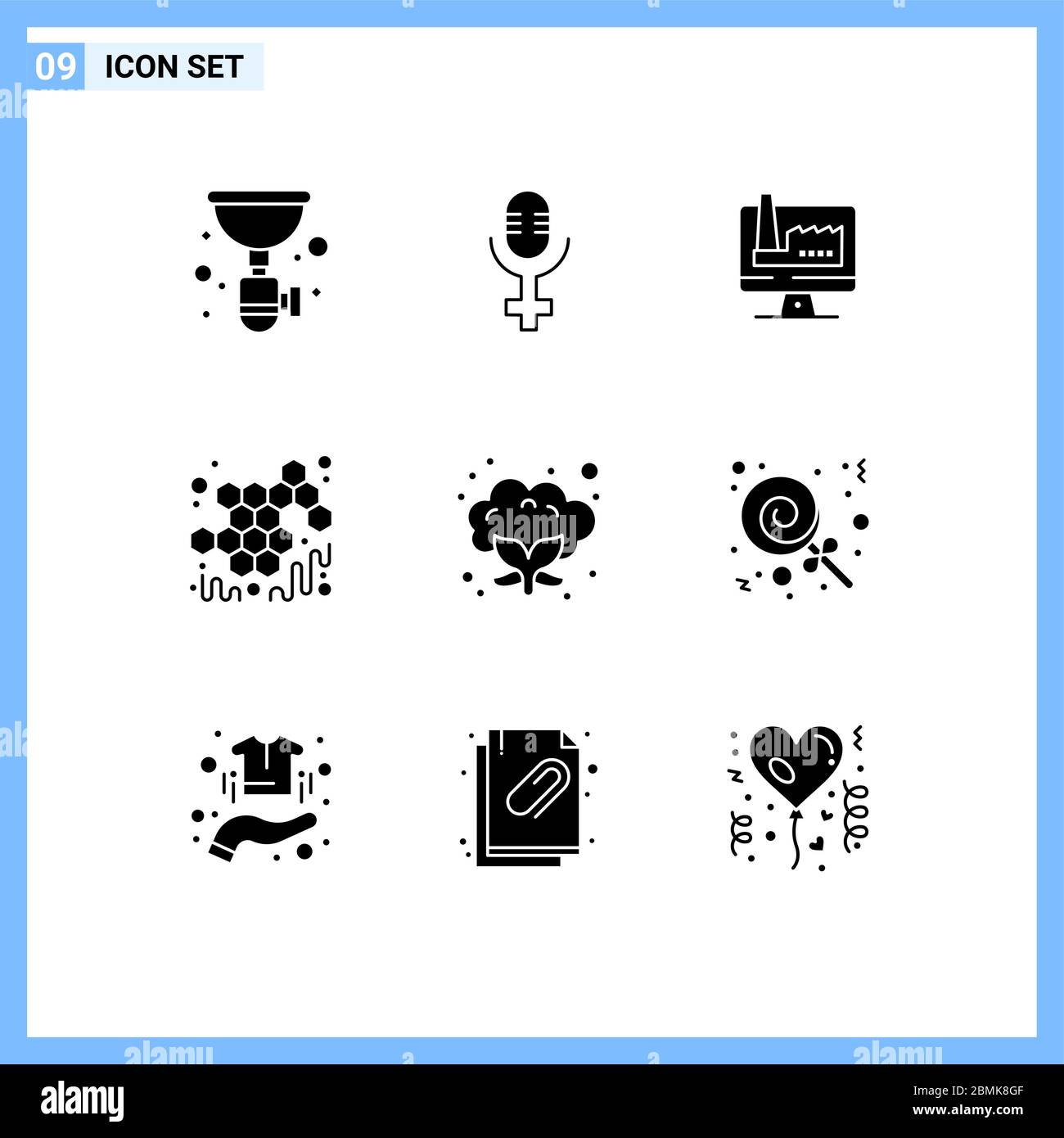 Set of 9 Modern UI Icons Symbols Signs for vegetable, cauliflower, building, viscous, honey Editable Vector Design Elements Stock Vector
