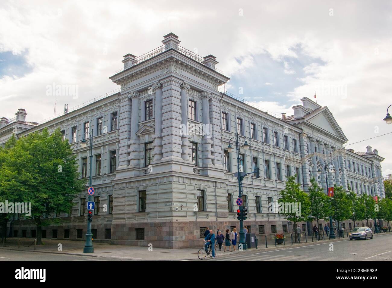 Exterior Baroque building on the main Gedimino Ave, gatve, former home to the Russian, Soviet, USSR KGB. Now the museum of Genocide Victims in Vilnius Stock Photo