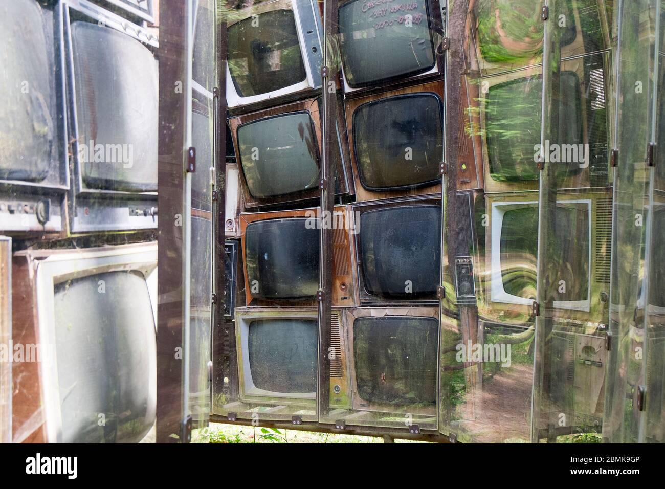 The famous sculpture by Gintaras Karosas, made of hundreds of old, Soviet  era TV sets. At Europas Parkas, Lithuania Stock Photo - Alamy